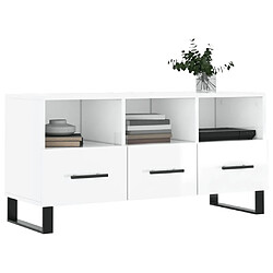 Avis Maison Chic Meuble TV scandinave - Banc TV pour salon Blanc brillant 102x36x50 cm Bois d'ingénierie -MN98671