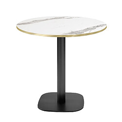 Restootab Table Ø70cm - modèle Round marbre blanc chants laiton