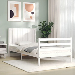 Avis Maison Chic Cadre/structure de lit et tête de lit pour adulte - Lit Moderne Chambre blanc 100x200 cm bois massif -MN56445