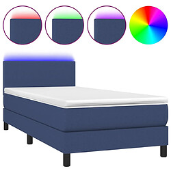 vidaXL Sommier à lattes de lit avec matelas LED Bleu 100x200 cm Tissu