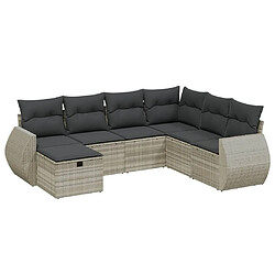 vidaXL Salon de jardin avec coussins 7 pcs gris clair résine tressée