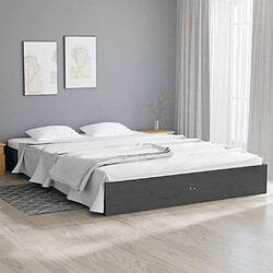 vidaXL Cadre de lit Gris Bois massif 120x200 cm