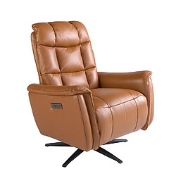 Angel Cerda Fauteuil pivotant en cuir marron