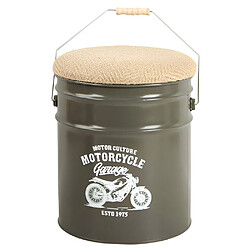 Origen Pouf seau à pellets en métal Motorcycle.