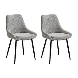 Vente-Unique Lot de 2 chaises en tissu tweed et métal noir - Crème - MASURIE