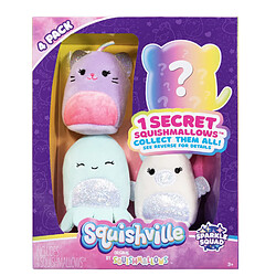 Lot de quatre peluches Squishville Mini Sparkle Squad 