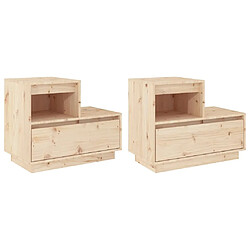 Maison Chic Lot de 2 Tables de chevet - Tables de Nuit Gris 60x34x51 cm Bois de pin solide