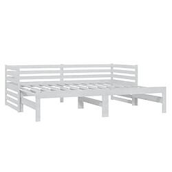 Maison Chic Lit d'appoint 2x(90x200)cm,Lit coulissant Lit de repos Blanc Bois de pin massif -GKD75578 pas cher