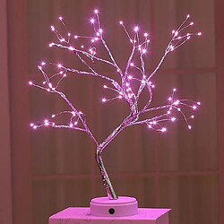 Universal 108 LED USB Lampe de table Fil de cuivre Noël feu arbre lumière de nuit Lampe de table Maison Décoration de bureau Décoration de Noël (108 lumières rose)