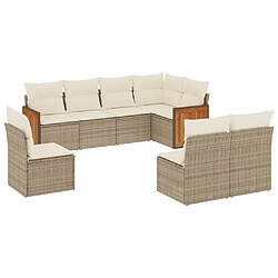 vidaXL Salon de jardin avec coussins 8 pcs beige résine tressée