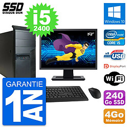 PC Tour Lenovo M91p Ecran 19" Core i5-2400 RAM 4Go SSD 240Go Windows 10 Wifi · Occasion 