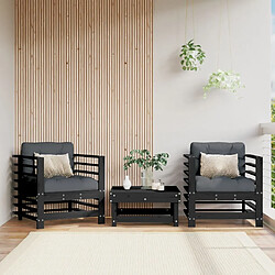 Maison Chic Lot de 2 Chaises de jardin,Fauteuil d'extérieur et coussins noir bois de pin massif -MN90642