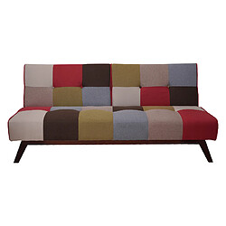 Alter Canapé-lit 3 places, en tissu Patchwork rembourré, Ouverture clic-clac, convertible en lit simple, Fabriqué en Italie, 180x79xh76 cm, Multicolore 