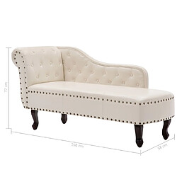 vidaXL Chaise longue Blanc crème Similicuir pas cher