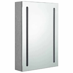 Avis Maison Chic Armoire de salle de bain,Meuble de rangement,Meuble haut à miroir LED gris béton 50x13x70 cm -GKD370633