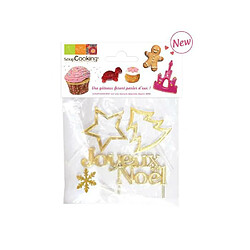 Scrapcooking 4 décorations dorées pour gâteau de Noël