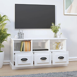 Avis Maison Chic Meuble TV scandinave - Banc TV pour salon blanc brillant 100x35x50 cm bois d'ingénierie -MN74228