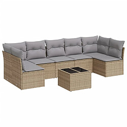 Maison Chic Salon de jardin avec coussins 8 pcs | Ensemble de Table et chaises | Mobilier d'Extérieur beige résine tressée -GKD79328