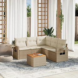 vidaXL Salon de jardin avec coussins 6 pcs beige résine tressée 