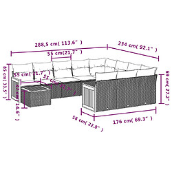 Avis Maison Chic Salon de jardin 11 pcs avec coussins | Ensemble de Table et chaises | Mobilier d'Extérieur beige résine tressée -GKD90348
