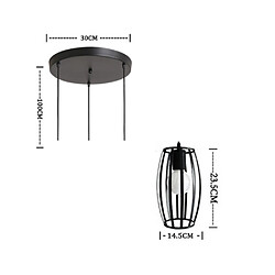 Acheter Stoex Suspension Cage forme Tambour Contemporain Industriel Lampe Plafonnier, Corde Ajustable Luminaire Lustre pour Cuisine, Couloir,Salle à manger, Salon, restaurant Noir