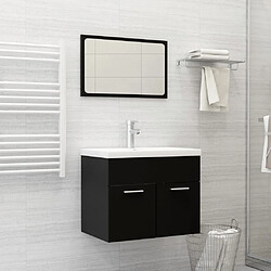 vidaXL Ensemble de meubles salle de bain 2 pcs Noir Bois d'ingénierie 