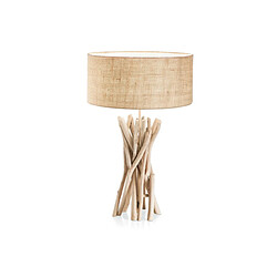 Ideal Lux Lampe de table 1 lumière marron, beige avec abat-jour, E27