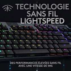 Clavier gaming mécanique Logitech G915 TKL LIGHTSPEED RVB sans fil, sans pavé numérique - GL Clicky