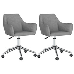 vidaXL Chaises pivotantes à manger lot de 2 Gris clair Tissu