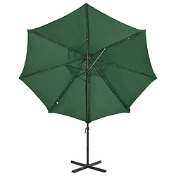 Avis vidaXL Parasol de jardin en porte-à-faux et mât et lumières LED vert