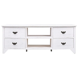 Maison Chic Meuble TV scandinave - Banc TV pour salon Blanc antique 108x30x40 cm Bois de Paulownia solide -MN94542