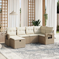 vidaXL Salon de jardin avec coussins 6 pcs beige résine tressée 