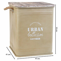 Avis Panier à linge Alexandra House Living Urban Beige Chanvre Métal Bois d'épicéa