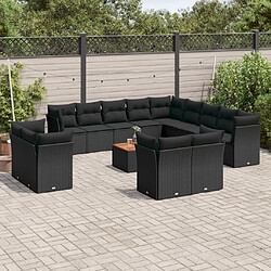 Maison Chic Salon de jardin avec coussins 14 pcs, Ensemble Tables et chaises de jardin, noir résine tressée -GKD745596