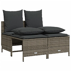 vidaXL Salon de jardin 4 pcs avec coussins gris résine tressée