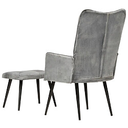 Acheter Maison Chic Fauteuil de Chambre à Coucher Salon,Chaises de Salle à Manger,Chaise à oreilles avec repose-pied Gris vintage Toile -GKD49453