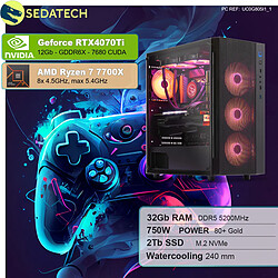 Sedatech PC Gamer Pro • AMD Ryzen 7 7700X • RTX4070Ti • 32Go DDR5 • 2To SSD M.2 • sans OS