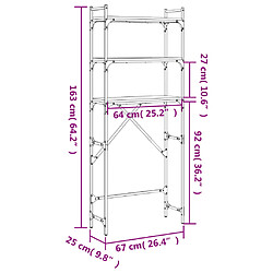 vidaXL Étagère de lave-linge noir 67x25x163 cm bois d'ingénierie pas cher