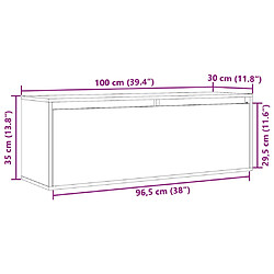 vidaXL Armoire murale Noir 100x30x35 cm Bois de pin massif pas cher