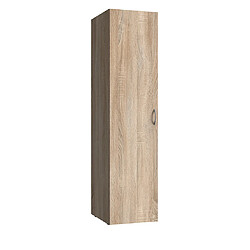 Pegane Armoire de rangement en bois mélamine coloris imitation chêne - longueur 45 x hauteur 185 x profondeur 54 cm 