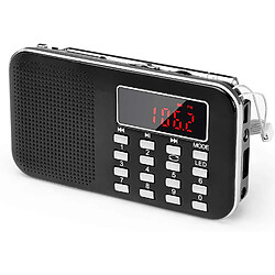 PRUNUS radio portable AM / FM / SD / AUX / USB avec batterie rechargeable de 1200 mAh noir gris 