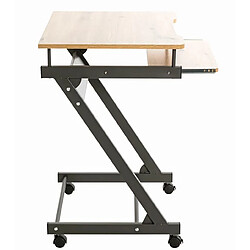 Pegane Bureau / chariot ordinateur en métal anthracite et MDF coloris chêne - Longueur 60 x Hauteur 75 x Profondeur 49 cm