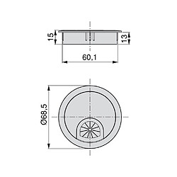 Passe-câbles Circum EMUCA D. 60 mm à encastrer en zamak finition chromé - 5006711