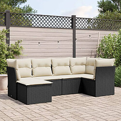 vidaXL Salon de jardin 6 pcs avec coussins noir résine tressée