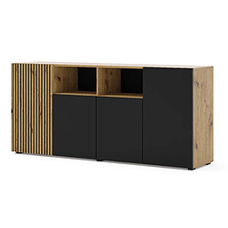 FURNLUX Commode AURIS 180x42x82 Crème & Noir FURNLUX Commode AURIS 180x42x82 Crème & Noir