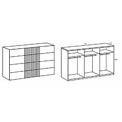 Avis Inside 75 Armoire coulissante CREST 270 cm chêne artisan aspect clayettes corps graphite