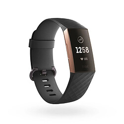 Shot Bracelet Silicone pour FITBIT Charge 3 Grande Taille L 105-133mm Confortable (NOIR) 