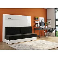 Avis Inside 75 Armoire lit escamotable VERTIGO SOFA façade blanc brillant canapé anthracite couchage 160*200 cm