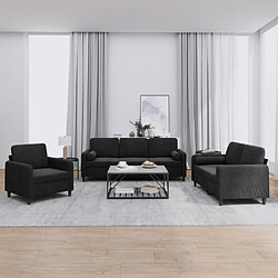 vidaXL Ensemble de canapés 3 pcs avec coussins noir velours 