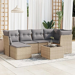 vidaXL Salon de jardin avec coussins 7 pcs beige résine tressée 